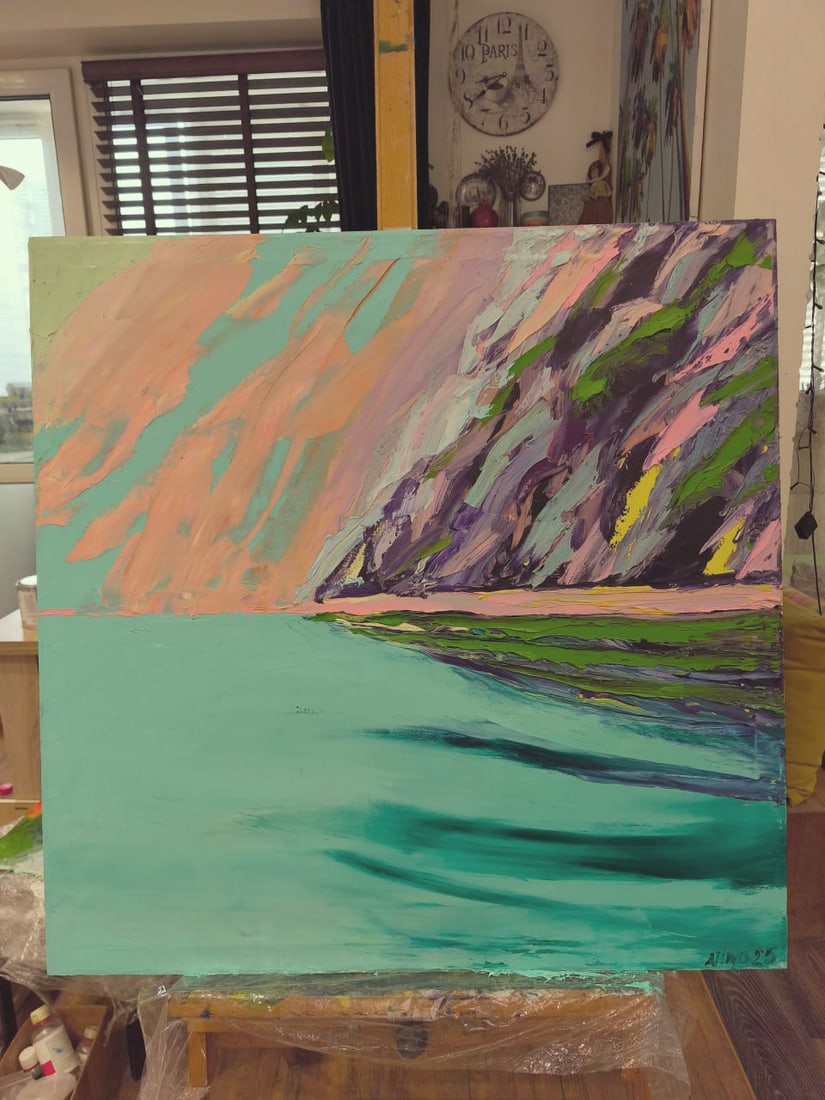 Oil painting Morning in Laguna Nina L - 8