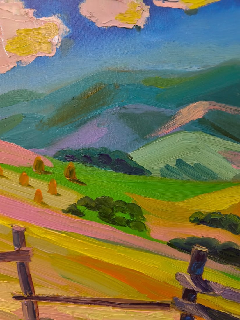 Landscape Oil painting Mountain field Nina L - 3