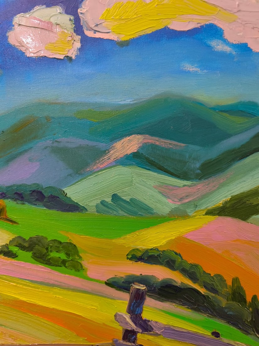 Landscape Oil painting Mountain field Nina L - 4