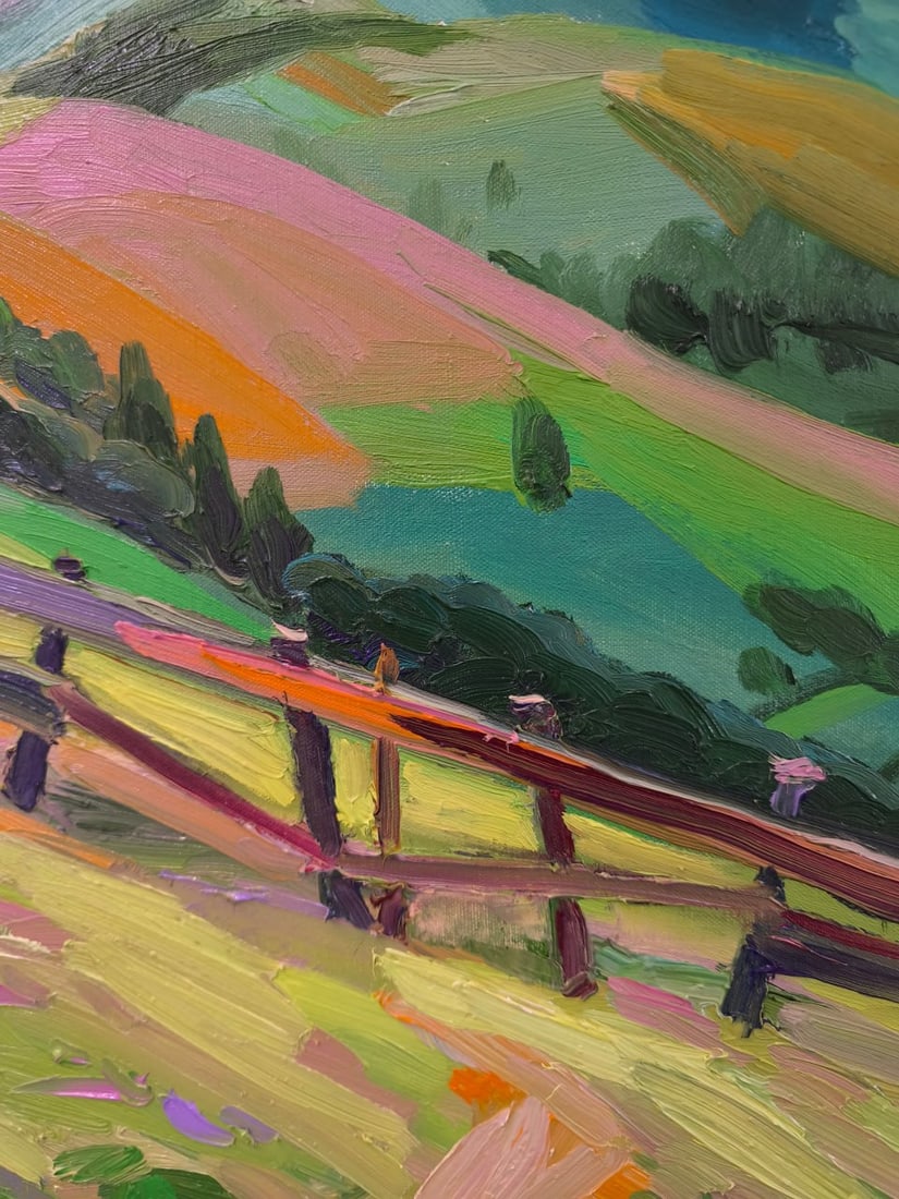Landscape Oil painting Mountain field Nina L - 6