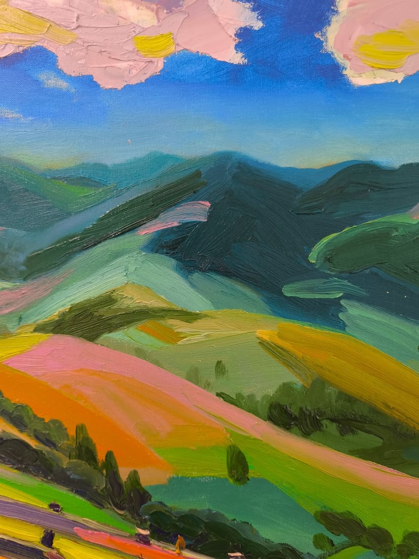 Landscape Oil painting Mountain field Nina L - 7