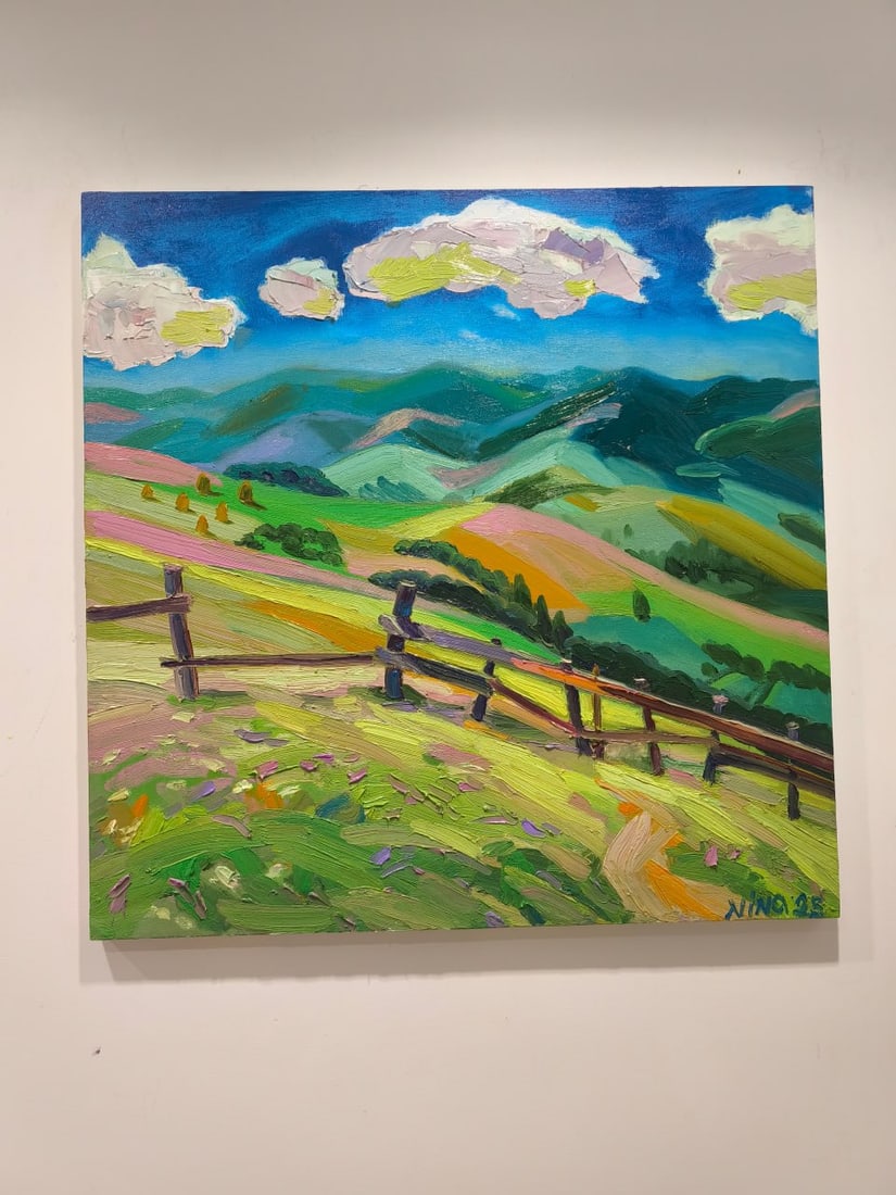 Landscape Oil painting Mountain field Nina L - 8