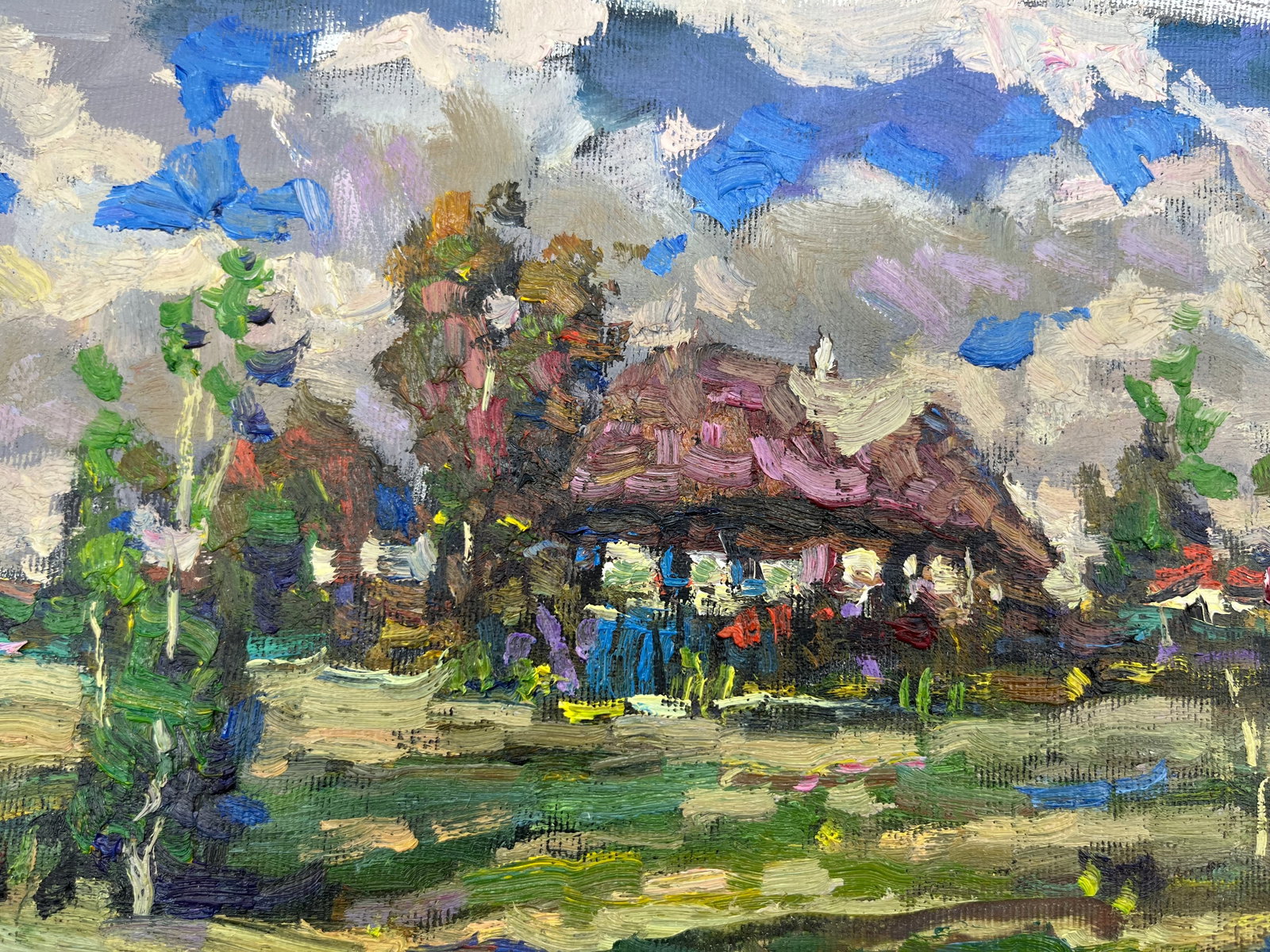Oil painting house in the village Sergey Ivanovich - 10