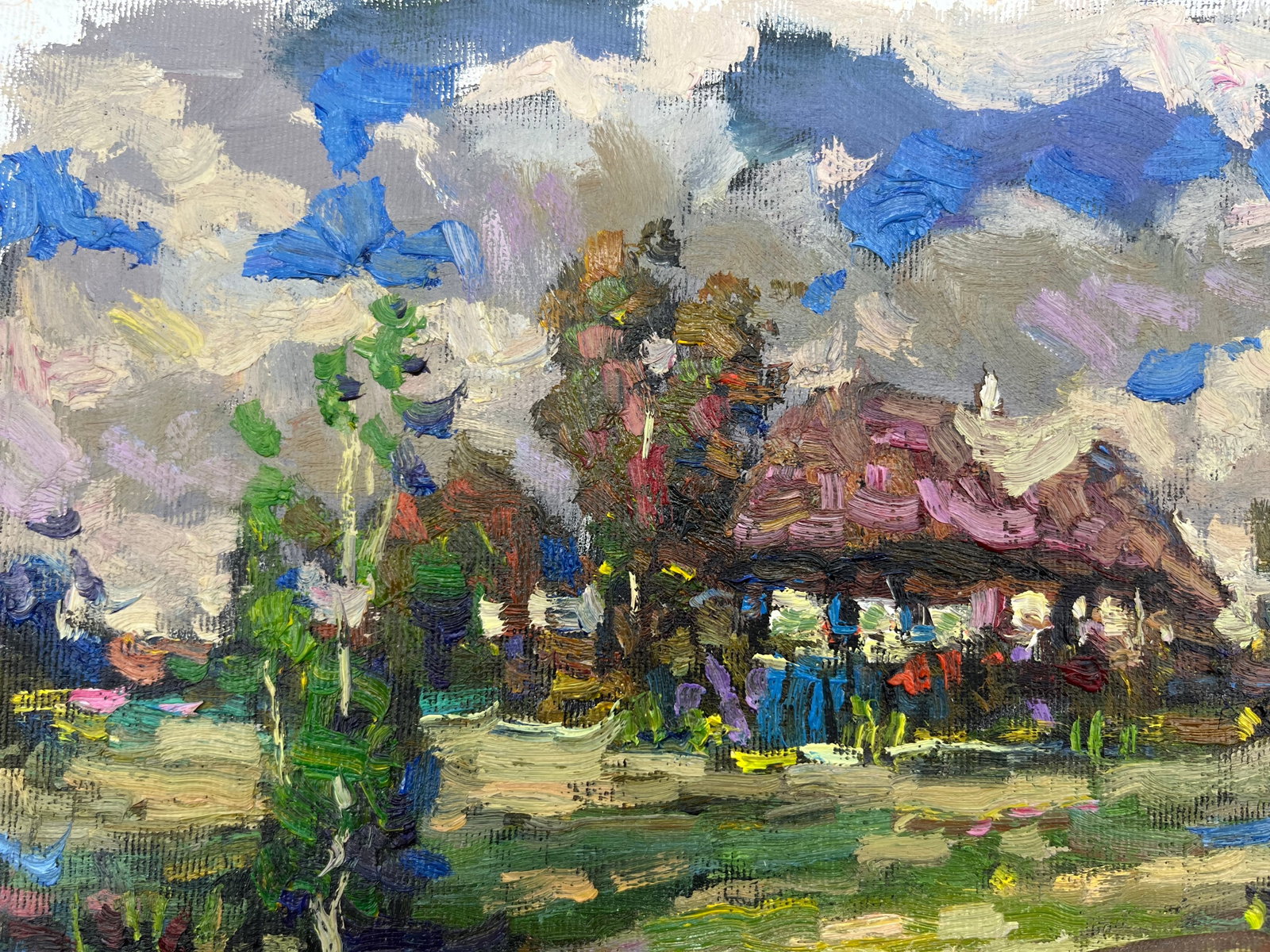 Oil painting house in the village Sergey Ivanovich - 5