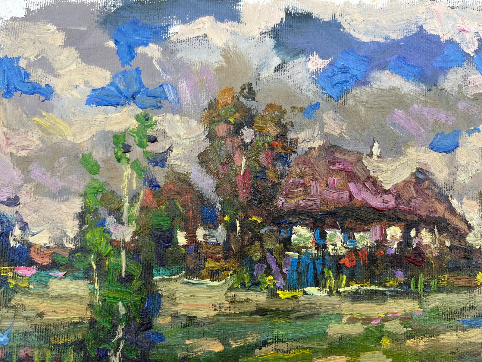 Oil painting house in the village Sergey Ivanovich - 9