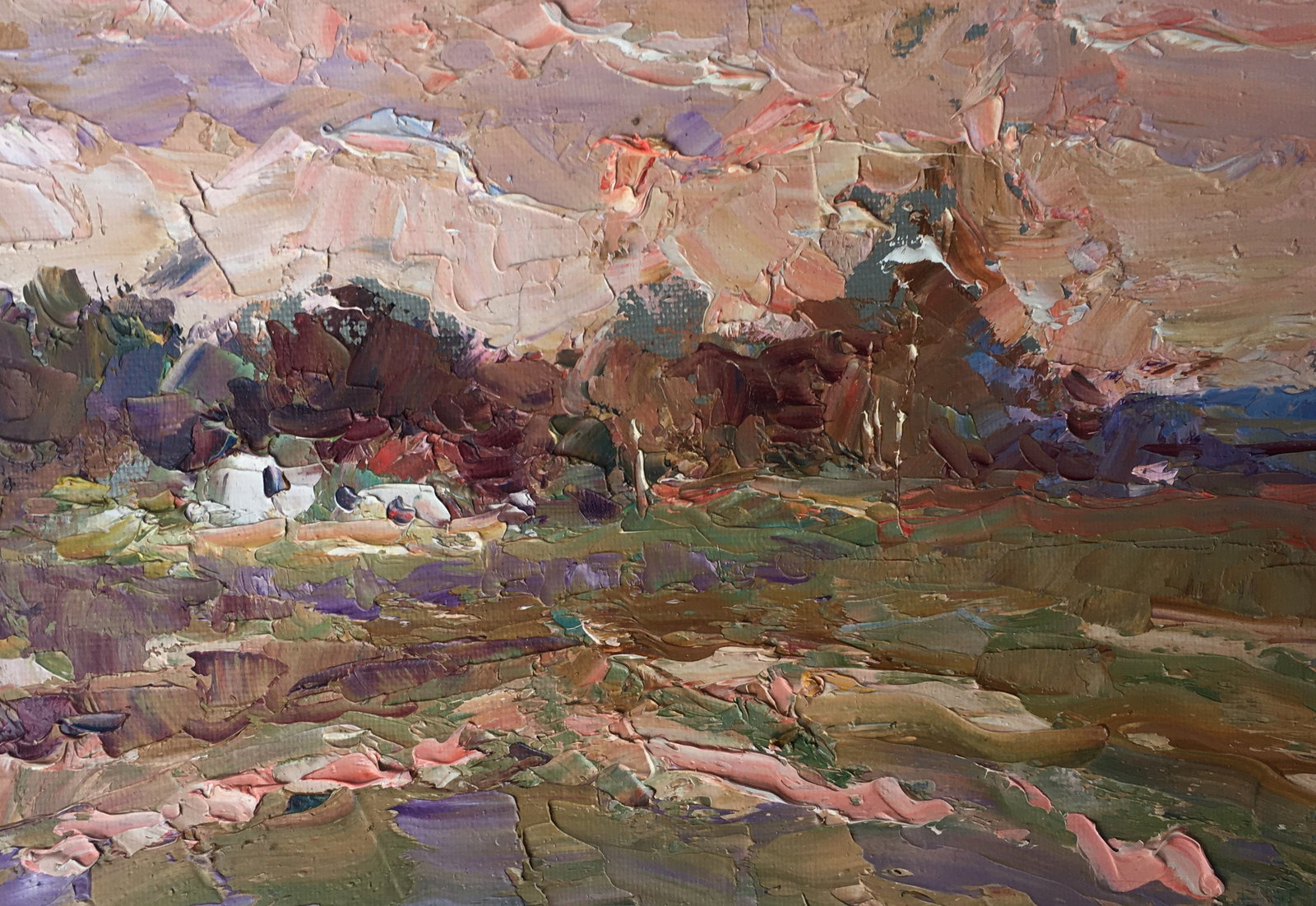 Oil painting evening Sergey Ivanovich: Title: Oil painting evening Sergey Ivanovich Description: 91ALAA Painter: Sergey Ivanovich Animov Size: 23.5x16.5 cm/9.25x6.50 inches Components: cardboard, oil Original painting from our collection