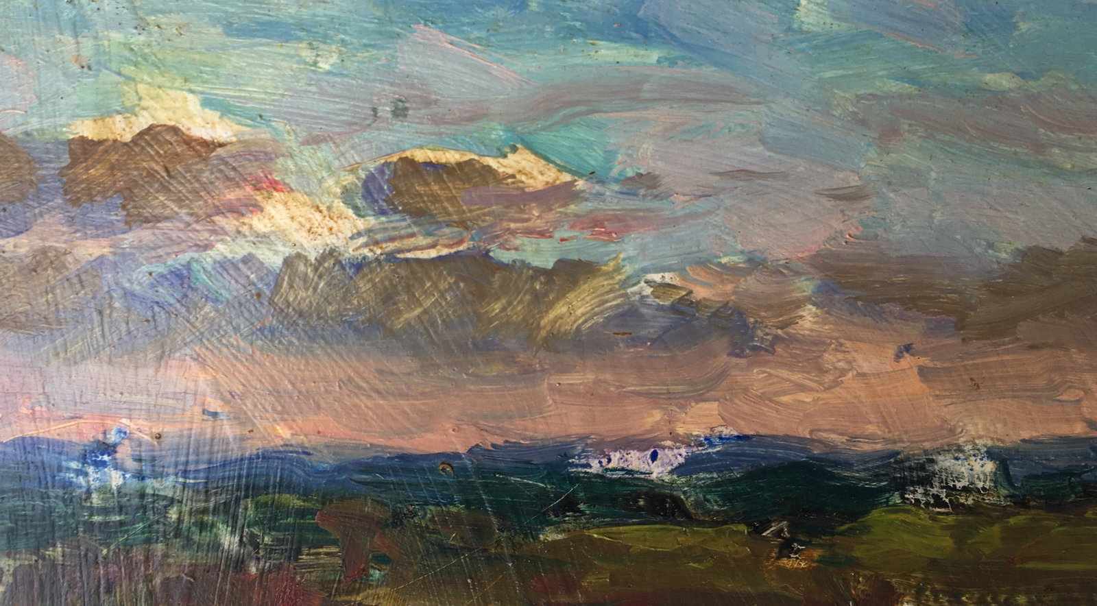 Oil painting evening Sergey Ivanovich: Title: Oil painting evening Sergey Ivanovich Description: 92ALAA Painter: Sergey Ivanovich Animov Size: 22.5x13.5 cm/8.86x5.31 inches Components: cardboard, oil Original painting from our collection