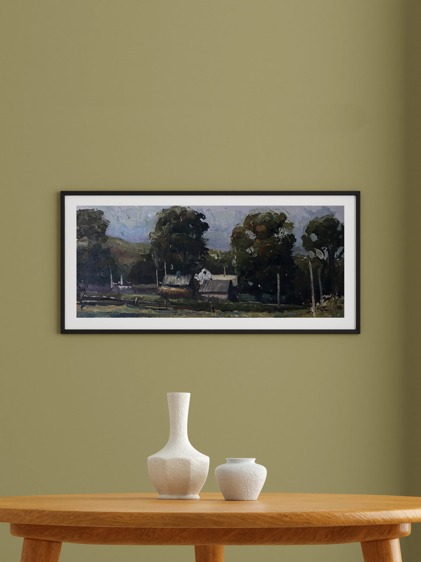Oil painting August Sergey Ivanovich: Title: Oil painting August Sergey Ivanovich Description: 102ALAA Painter: Sergey Ivanovich Animov Size: 12x27 cm/4.72x10.06 inches Components: cardboard, oil Original painting from our collection