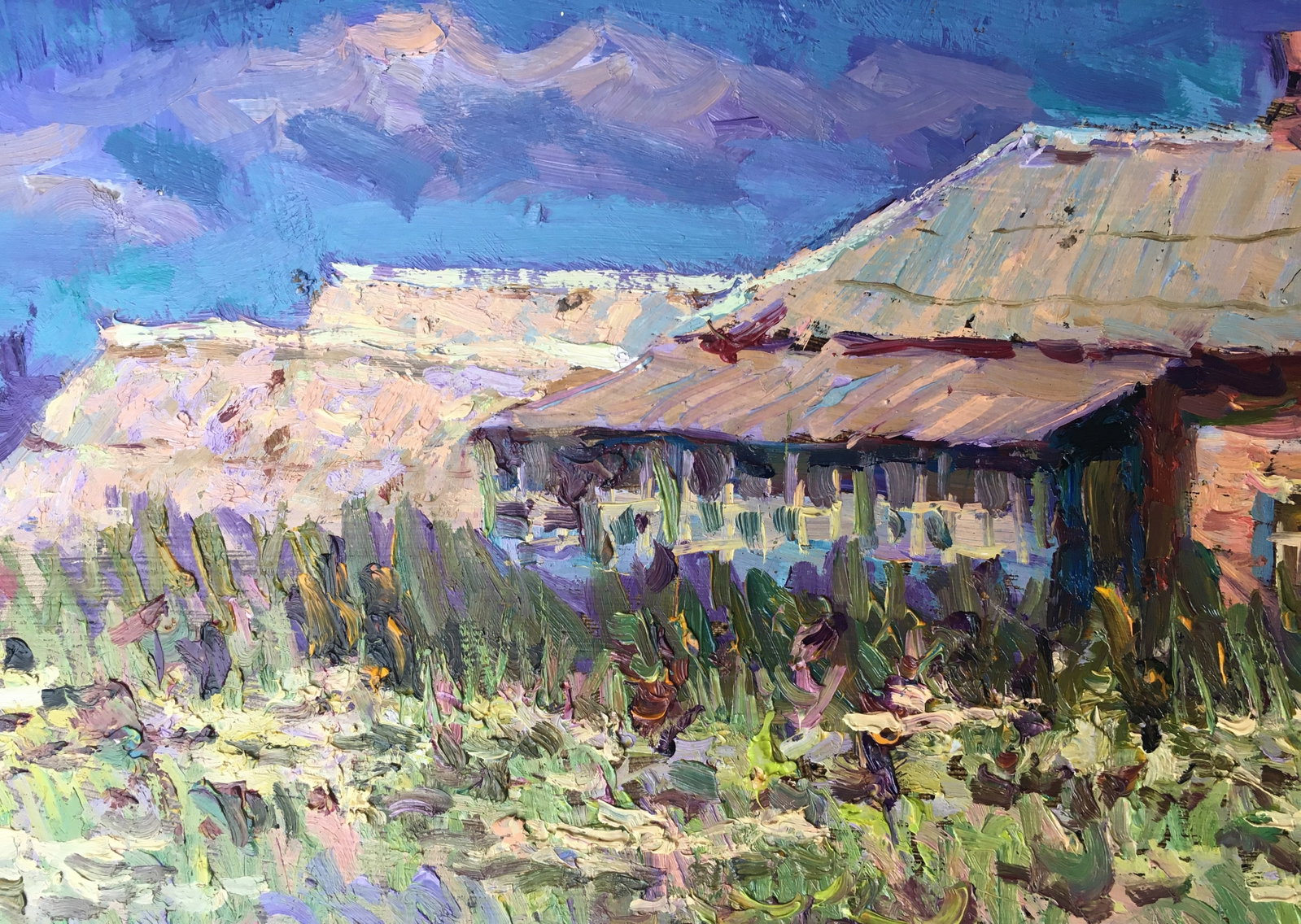 Oil painting house in the village Sergey Ivanovich - 8