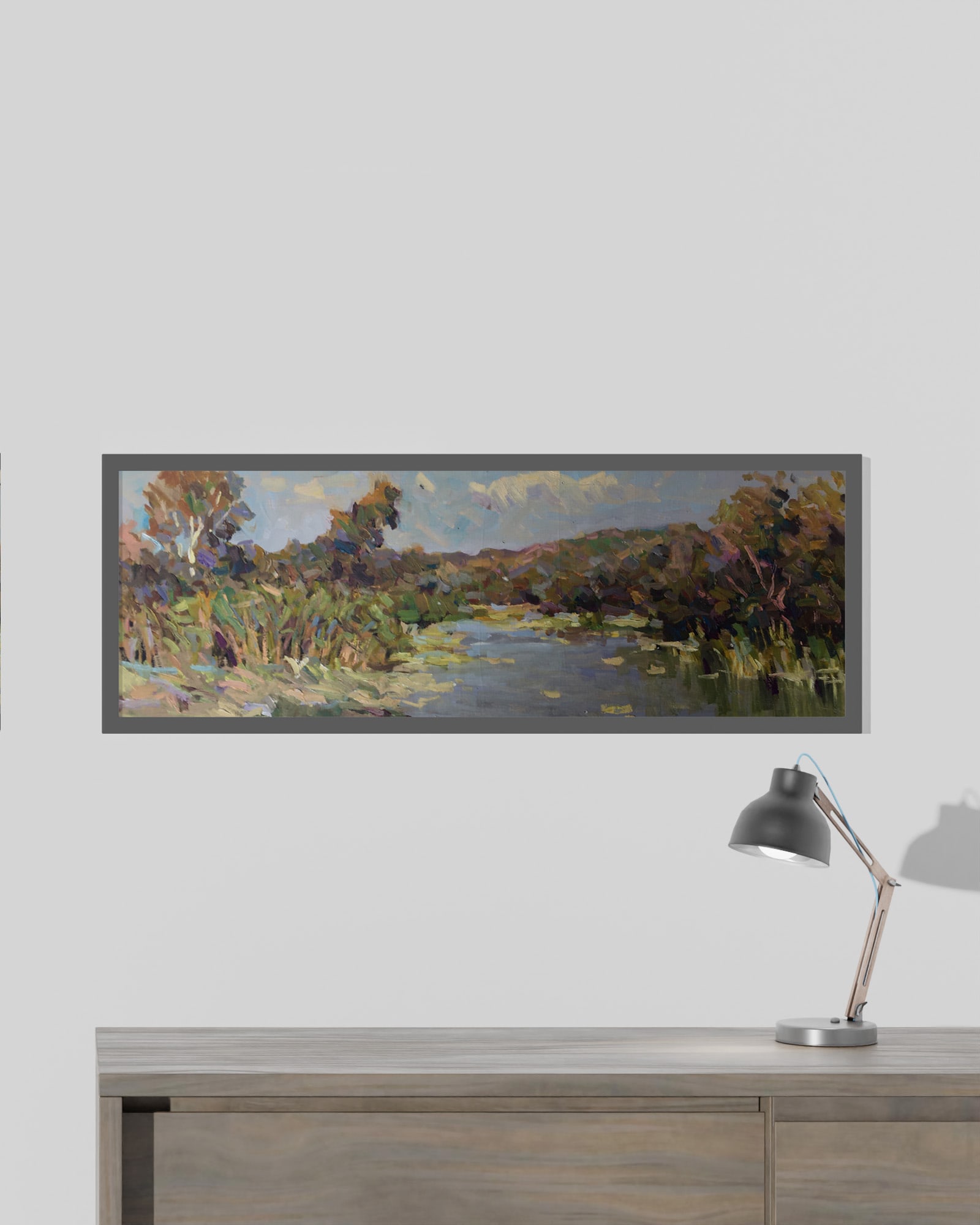 Oil painting river near the forest Sergey Ivanovich - 2