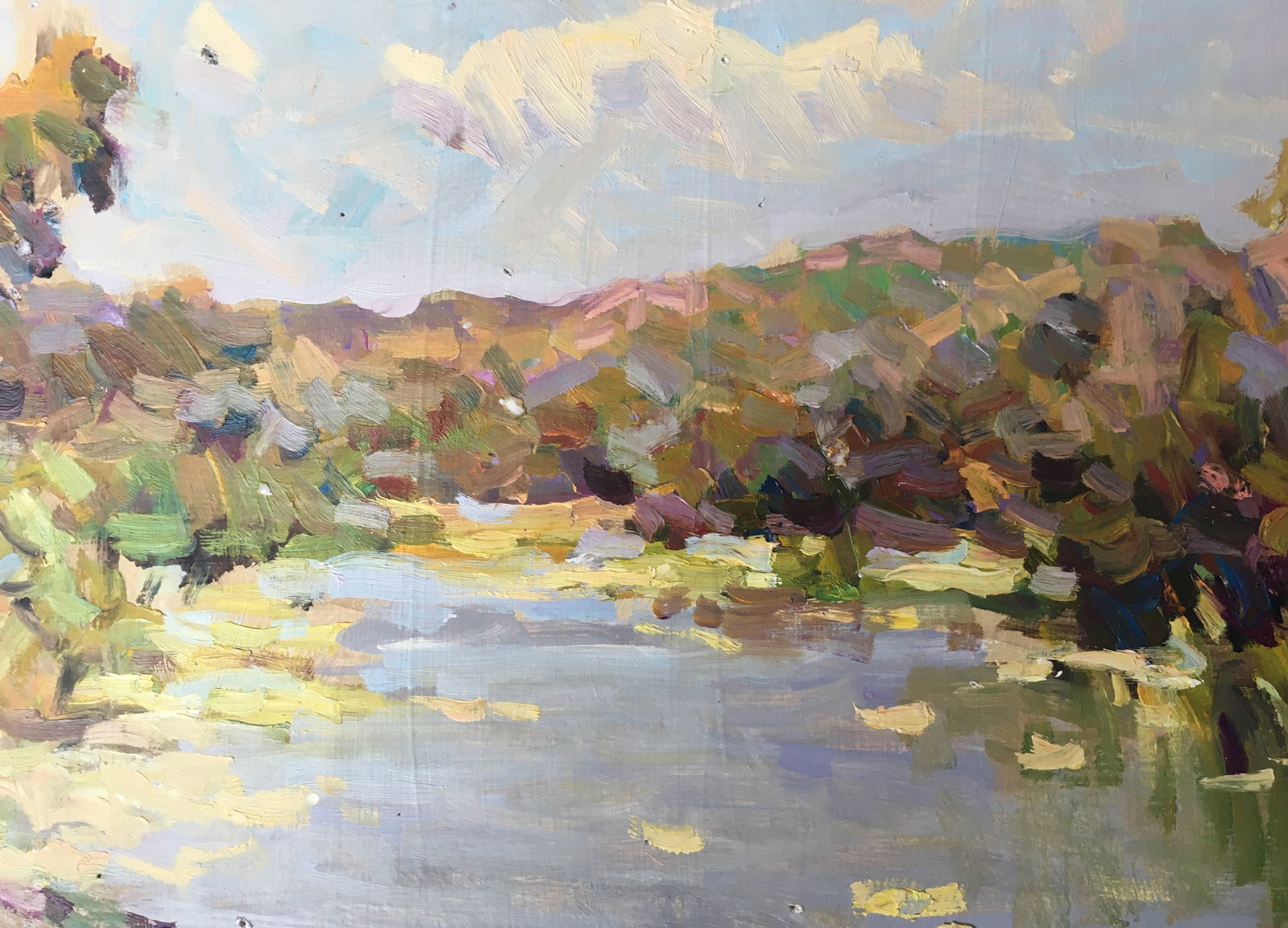 Oil painting river near the forest Sergey Ivanovich - 8
