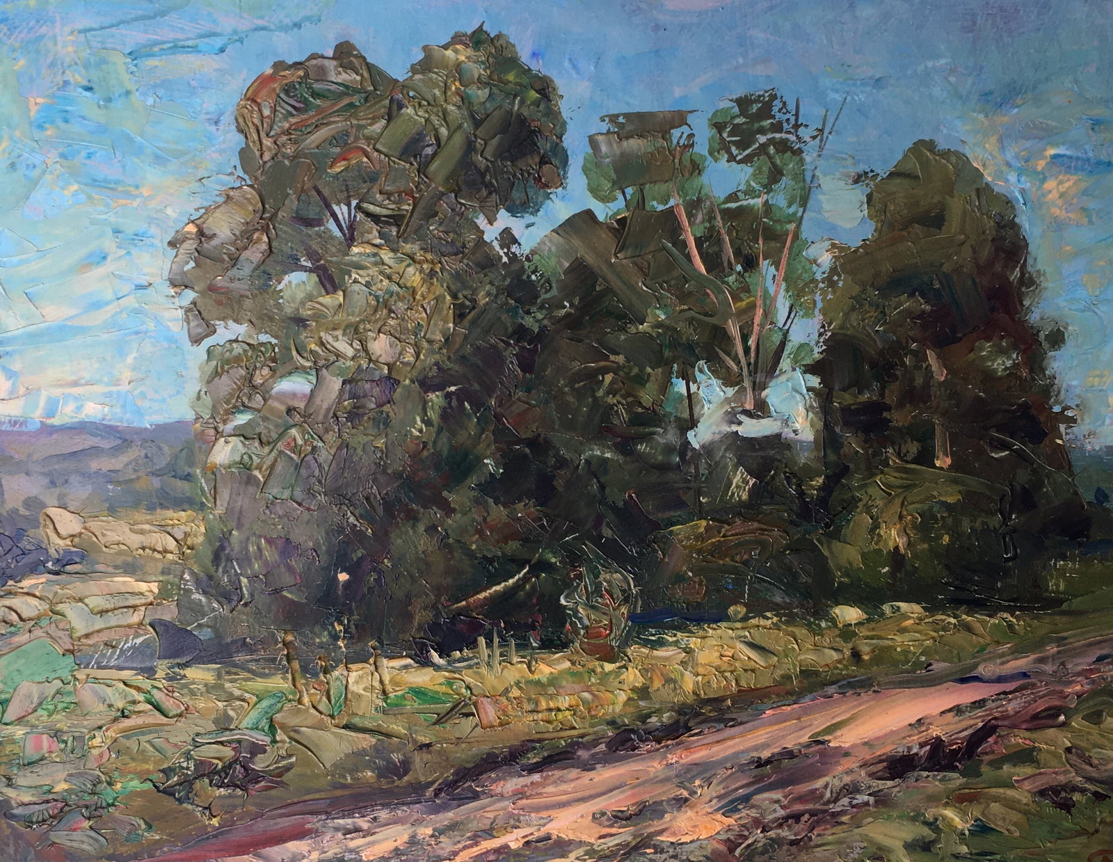 Oil painting entrance to the forest Sergey Ivanovich: Title: Oil painting entrance to the forest Sergey Ivanovich Description: 107ALAA Painter: Sergey Ivanovich Animov Size: 38x27.5 cm/15.0x10.08 inches Components: cardboard, oil Original painting from