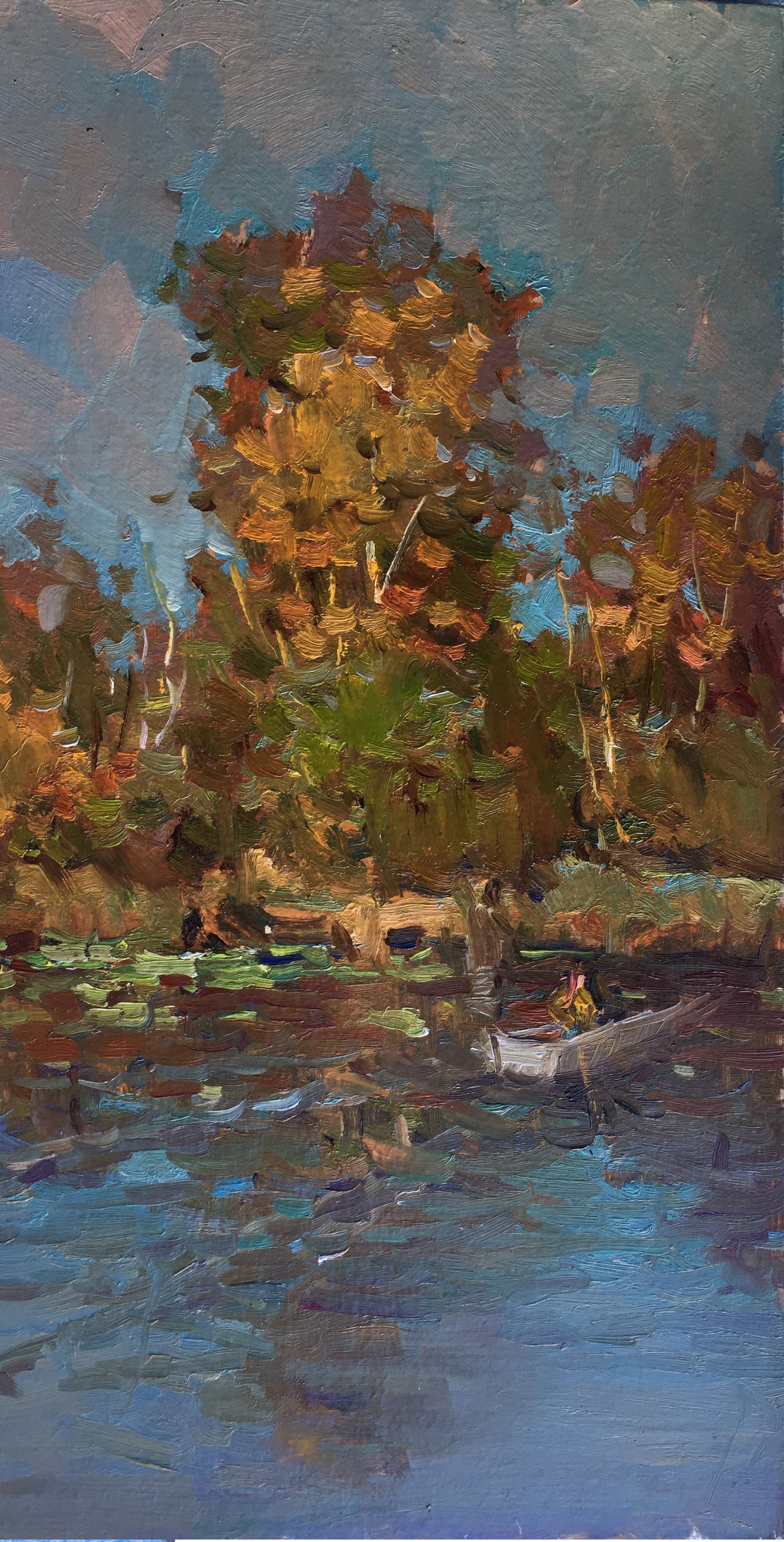 Oil painting Fisherman Sergey Ivanovich: Title: Oil painting Fisherman Sergey Ivanovich Description: 118ALAA Painter: Sergey Ivanovich Animov Size: 51x28 cm/20x11 inches Components: cardboard, oil Original painting from our collection ERA: