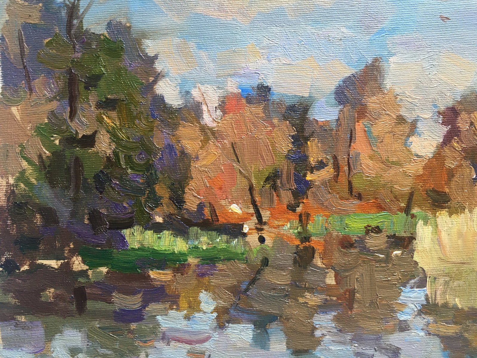 Oil painting Autumn on the pond Sergey Ivanovich - 4