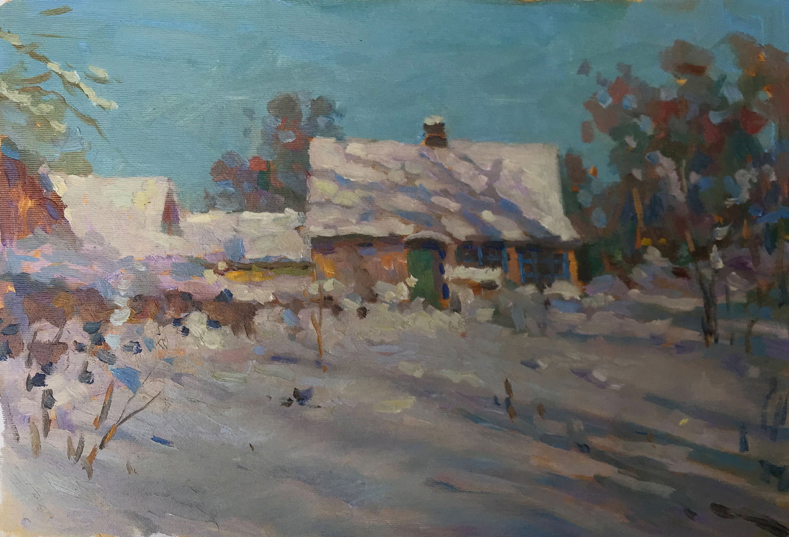 Oil painting White roofs Sergey Ivanovich: Title: Oil painting White roofs Sergey Ivanovich Description: 189ALAA Painter: Sergey Ivanovich Animov Size: 33x52 cm/ 12,99x20,47 inches Components: canvas, oil Original painting from our collection 