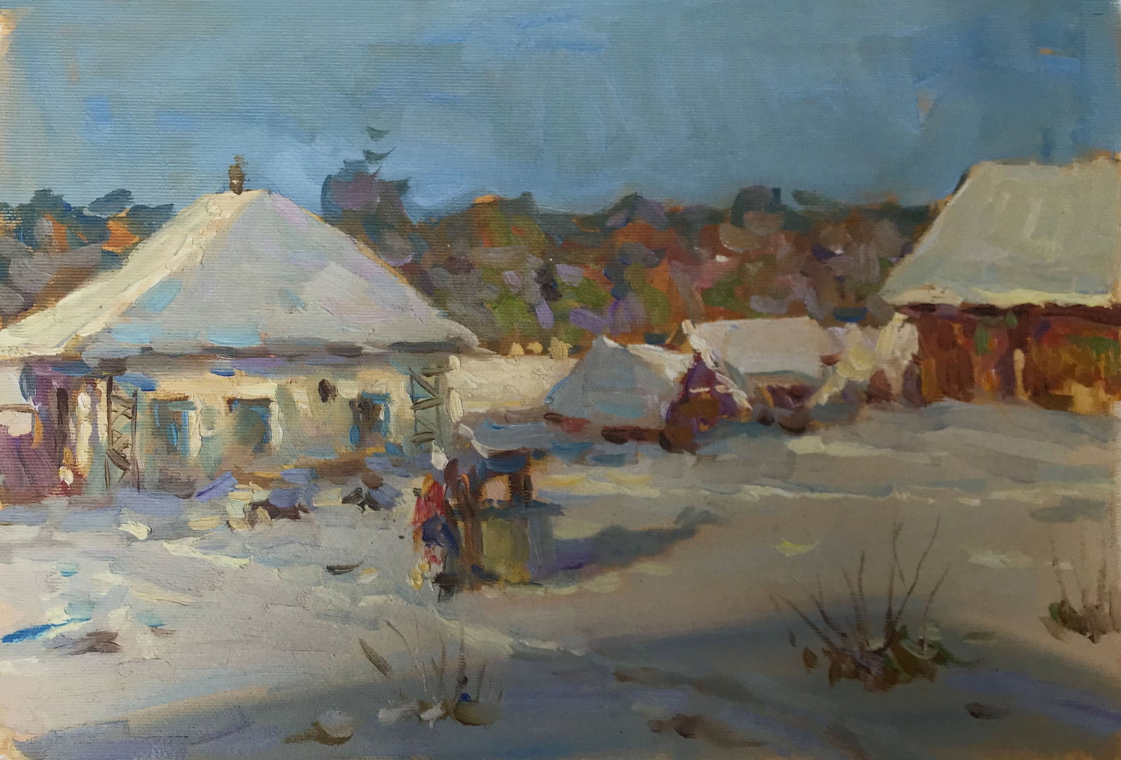 Oil painting Winter affairs Sergey Ivanovich: Title: Oil painting Winter affairs Sergey Ivanovich Description: 194ALAA Painter: Sergey Ivanovich Animov Size: 30x40 cm/11.8x15.7 inches Components: canvas, oil Original painting from our collection