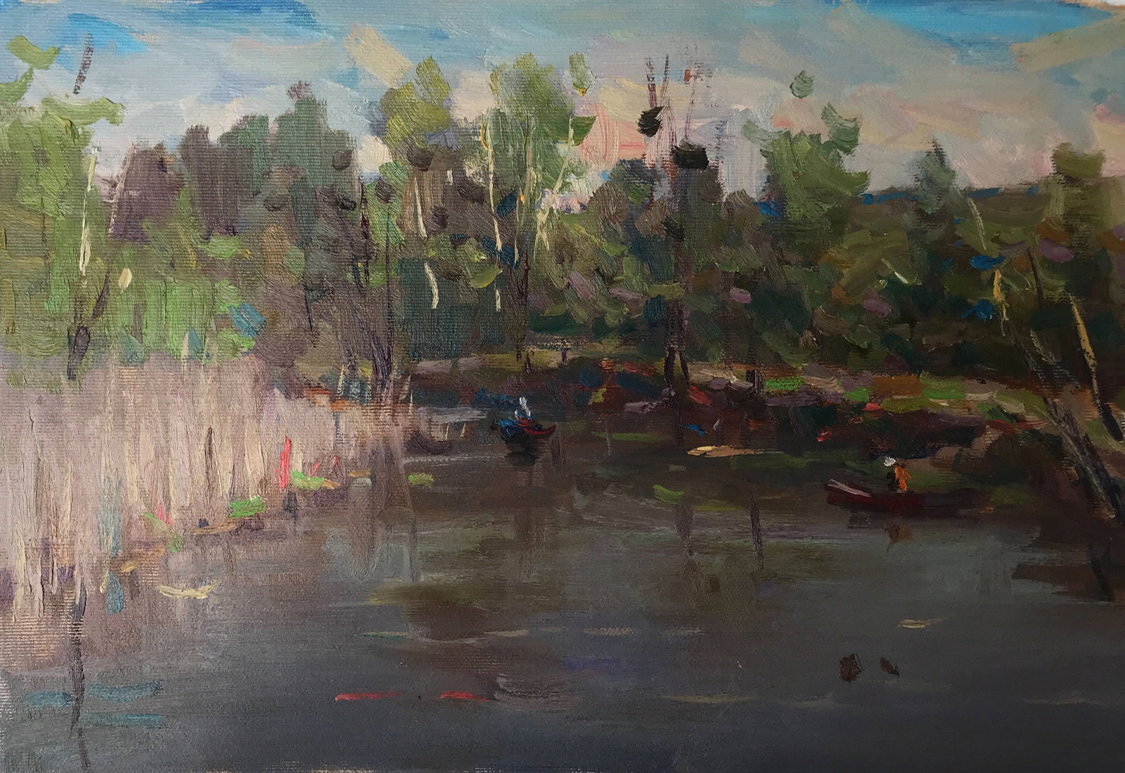 Oil painting swamp vegetation Sergey Ivanovich: Title: Oil painting swamp vegetation Sergey Ivanovich Description: 197ALAA Painter: Sergey Ivanovich Animov Size: 30x40 cm/11.8x15.7 inches Components: canvas, oil Original painting from our collectio
