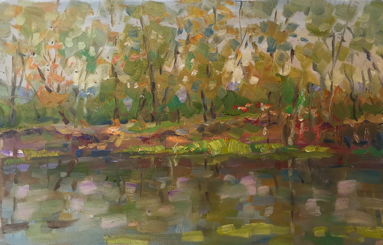 Oil painting leaves fall Sergey Ivanovich: Title: Oil painting leaves fall Sergey Ivanovich Description: 207ALAA Painter: Sergey Ivanovich Animov Size: 26x42 cm/10.23x16.53 inches Components: canvas, oil Original painting from our collection E