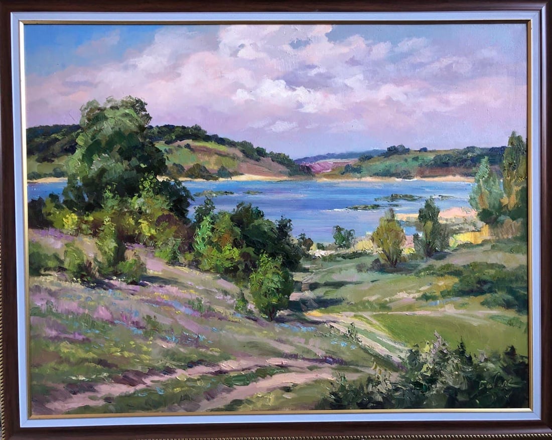 Oil painting summer landscape Vyacheslav Petrovich Babac: Title: Oil painting summer landscape Vyacheslav Petrovich Babac Description: 104BA Painter: Vyacheslav Petrovick Babac Size: 70x90 cm/27.6x35.4 inches Components: oil, canvas Original painting from ou
