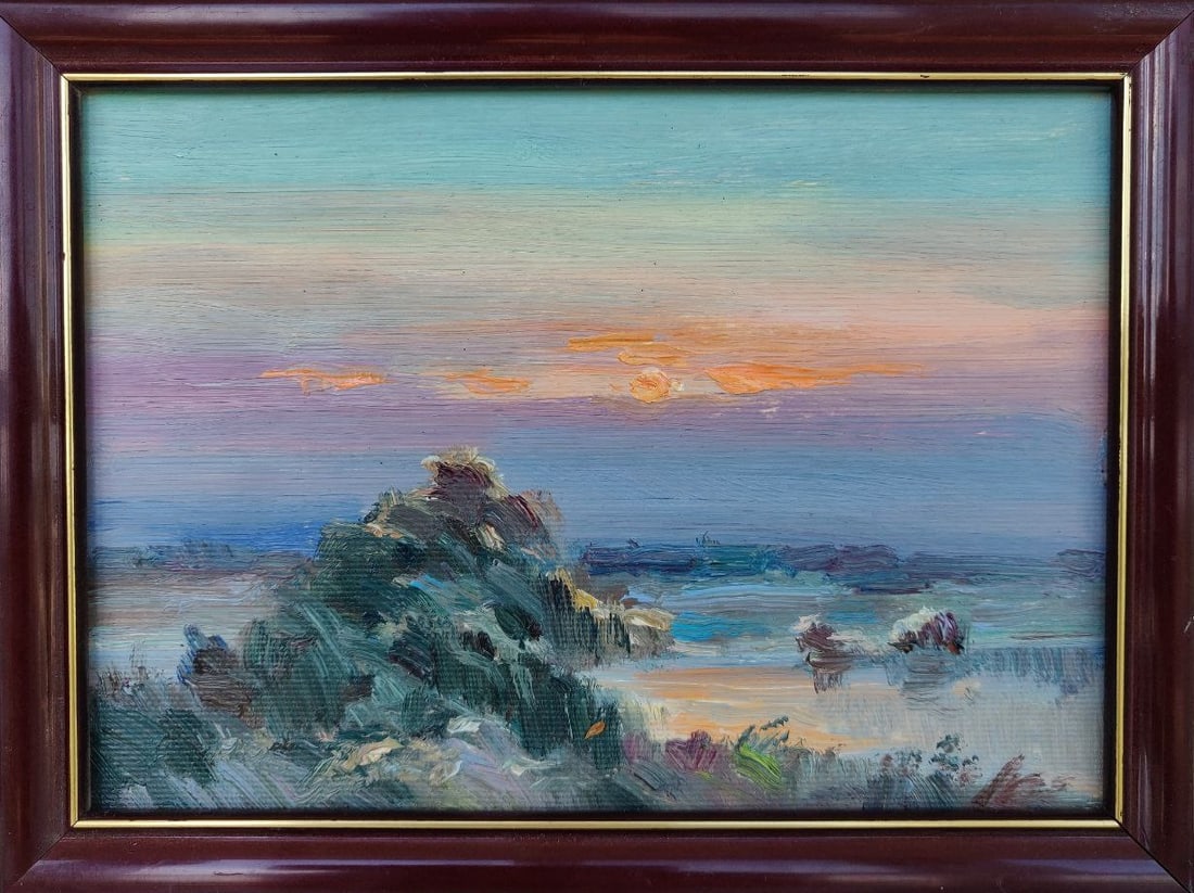 Oil painting Morning Vyacheslav Petrovich Babac: Title: Oil painting Morning Vyacheslav Petrovich Babac Description: 107BA Painter: Vyacheslav Petrovick Babac Size: 15x20 cm/5.91x7.87 inches Components: oil, cardboard Original painting from our