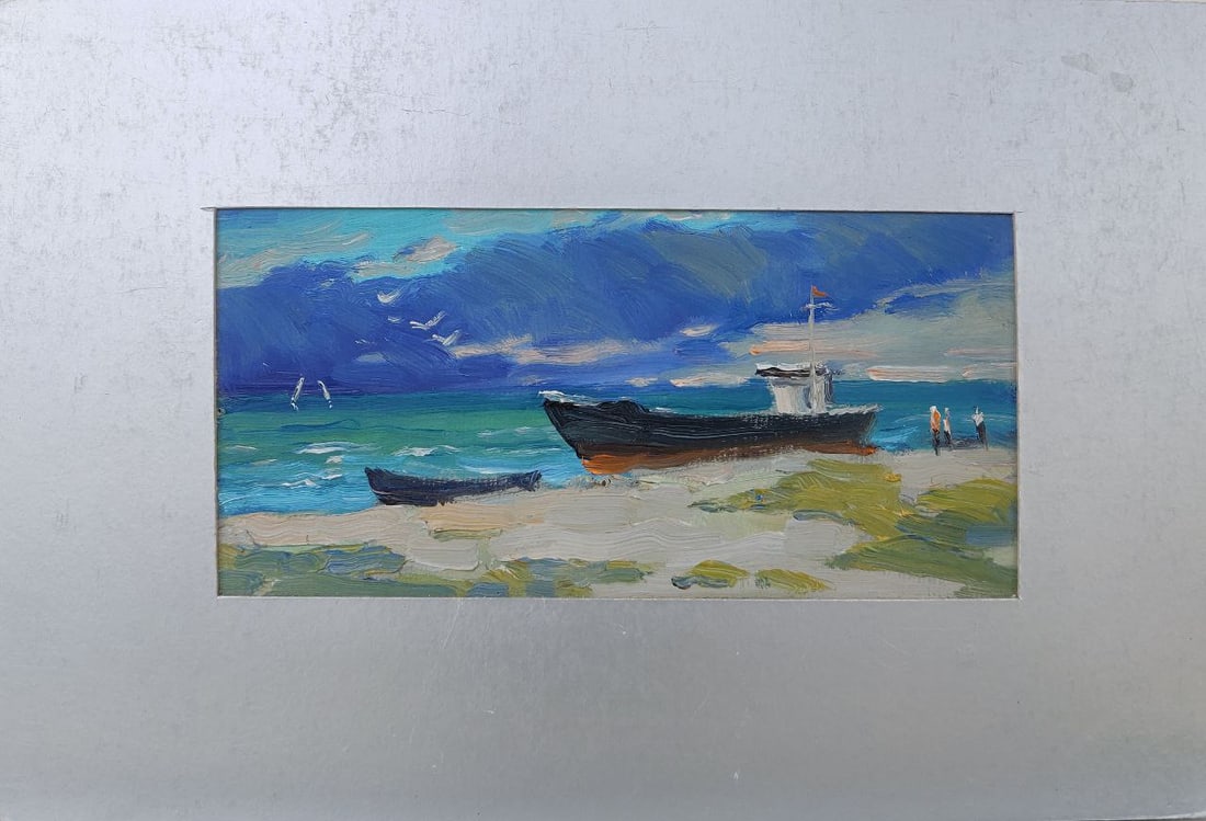 Oil painting after a thunderstorm Vyacheslav Petrovich Babac: Title: Oil painting after a thunderstorm Vyacheslav Petrovich Babac Description: 110BA Painter: Vyacheslav Petrovick Babac Size: 9.7x19.5 cm/3.82x7.68 inches Components: oil, cardboard Original painti