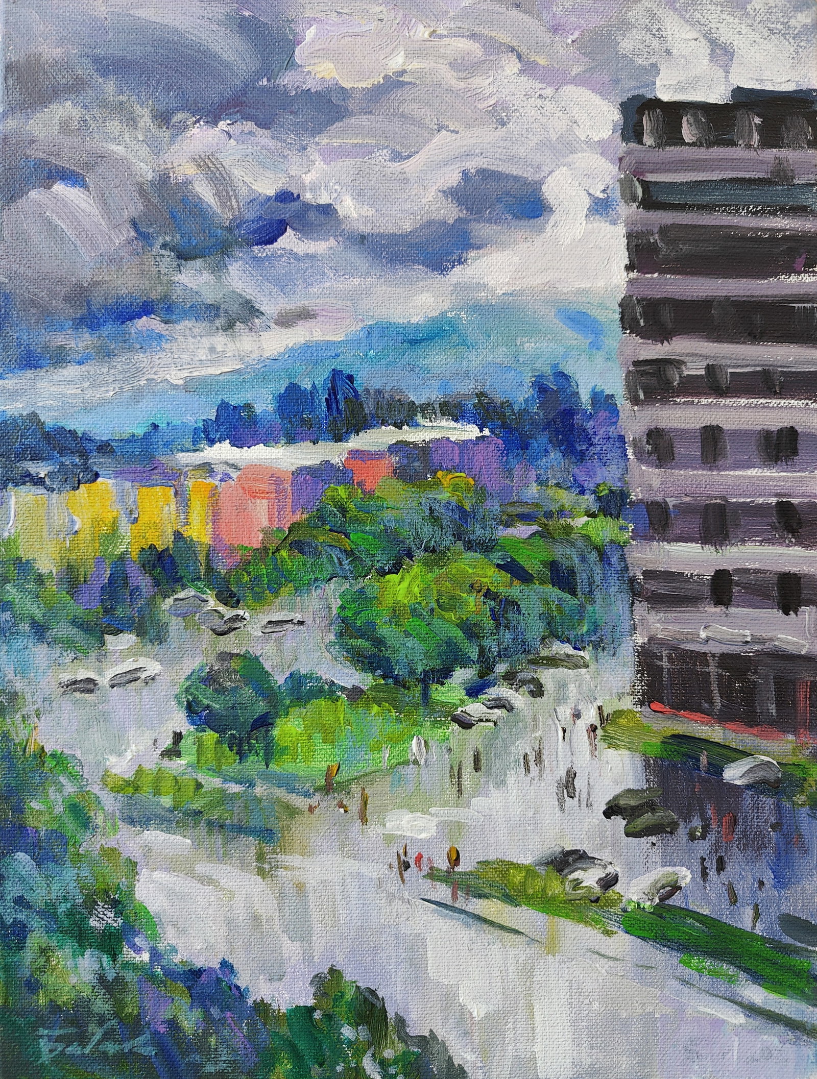 Acrylic painting rain in Ivano-Frankivsk Vyacheslav Petrovich Babac: Title: Acrylic painting rain in Ivano-Frankivsk Vyacheslav Petrovich Babac Description: 148BA Painter: Vyacheslav Petrovick Babac Size: 40x30 cm/15.74x11.81 inches Components: acrylic, canvas