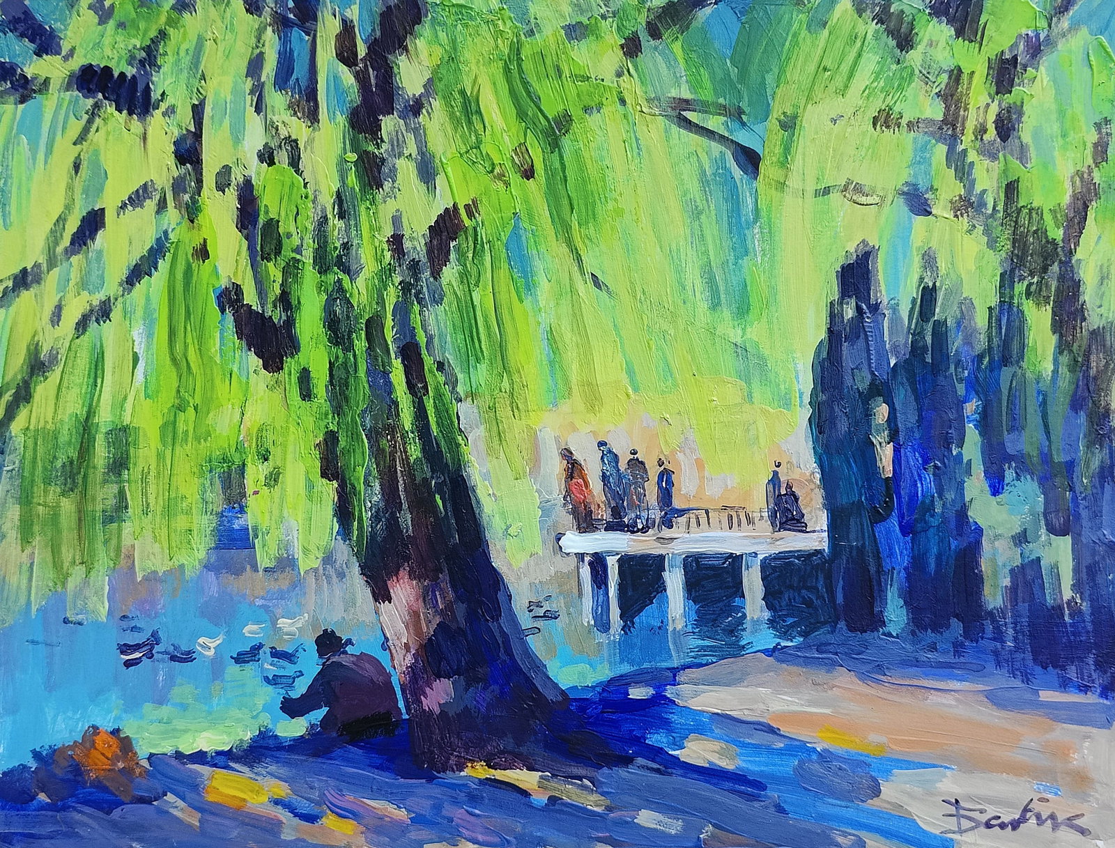Oil painting River in Park Vyacheslav Petrovich Babac: Title: Oil painting River in Park Vyacheslav Petrovich Babac Description: 157BA Painter: Vyacheslav Petrovick Babac Size: 22x28 cm/8.66x11.02 inches Components: oil, cardboard Original painting from