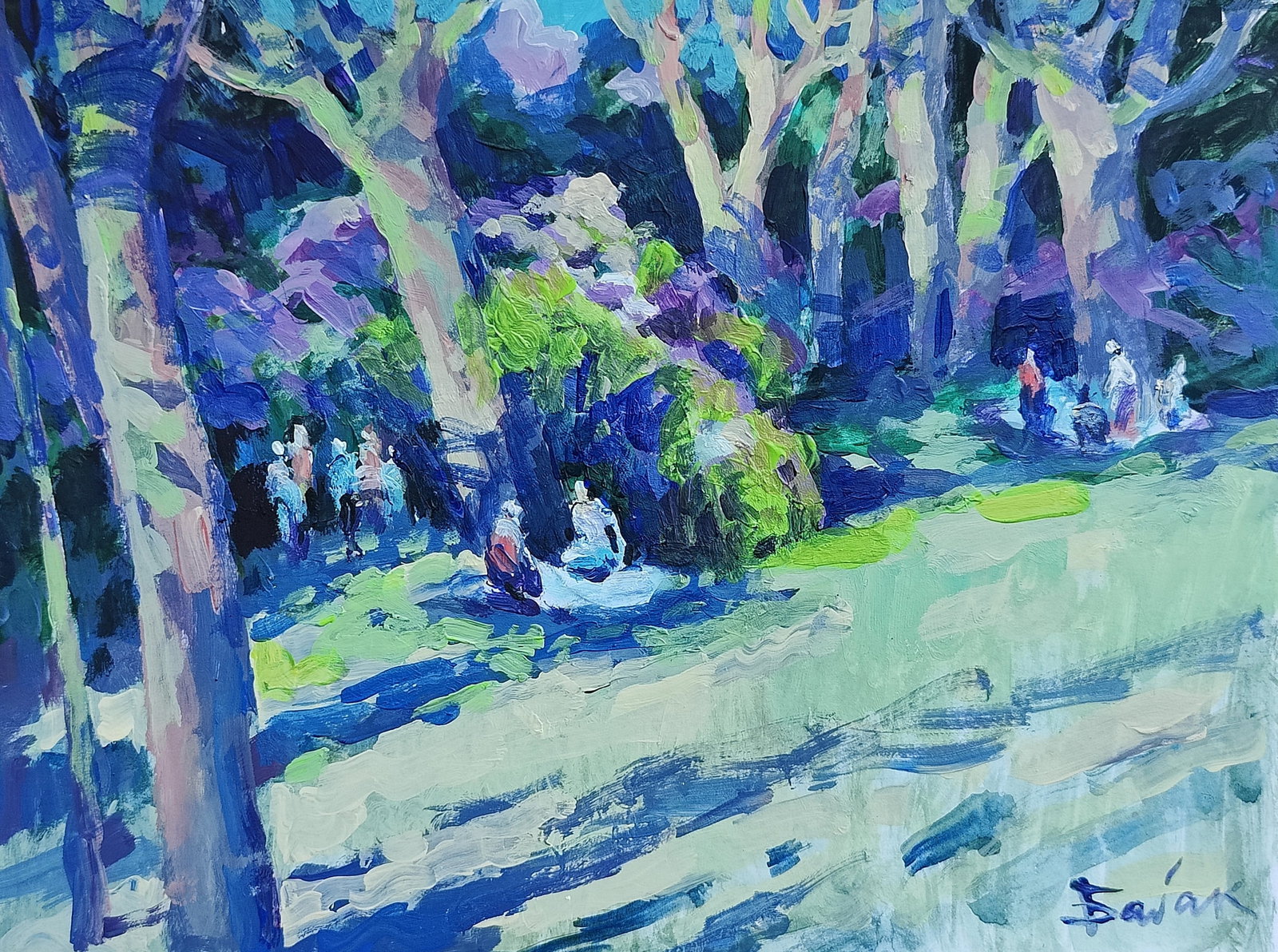 Oil painting a walk in the forest Vyacheslav Petrovich Babac: Title: Oil painting a walk in the forest Vyacheslav Petrovich Babac Description: 160BA Painter: Vyacheslav Petrovick Babac Size: 22x28 cm/8.66x11.02 inches Components: oil, cardboard Original