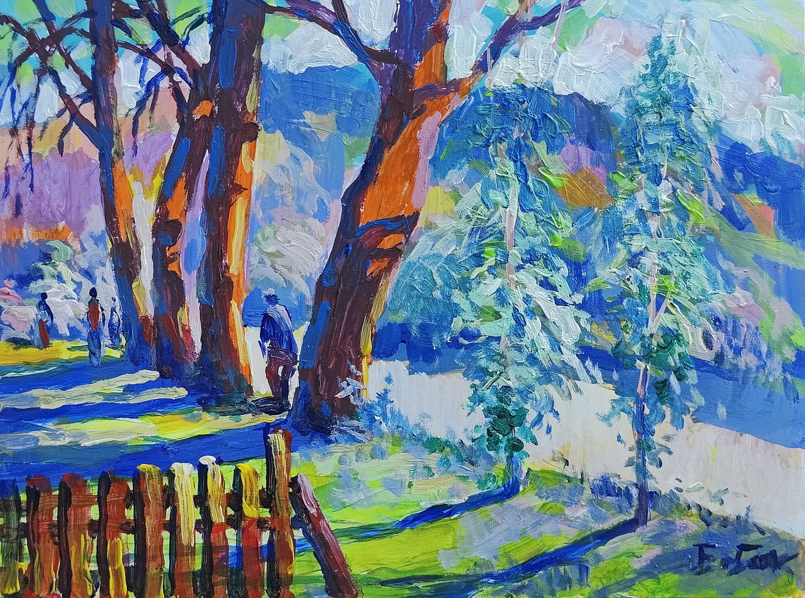 Oil painting pathway landscape Vyacheslav Petrovich Babac: Title: Oil painting pathway landscape Vyacheslav Petrovich Babac Description: 165BA Painter: Vyacheslav Petrovick Babac Size: 22x28 cm/8.66x11.02 inches Components: oil, cardboard Original painting