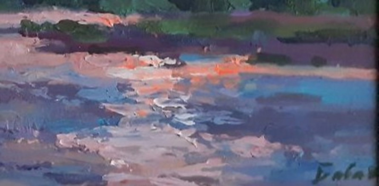 Acrylic painting Evening motif Vyacheslav Petrovich Babac - 2