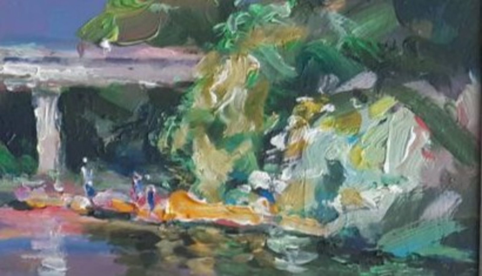 Acrylic painting Vovchynetsky Bridge, Bystrytsia River Vyacheslav Petrovich Babac - 5