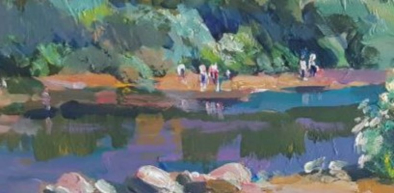 Acrylic painting On the river Bystrytsia Vyacheslav Petrovich Babac - 3
