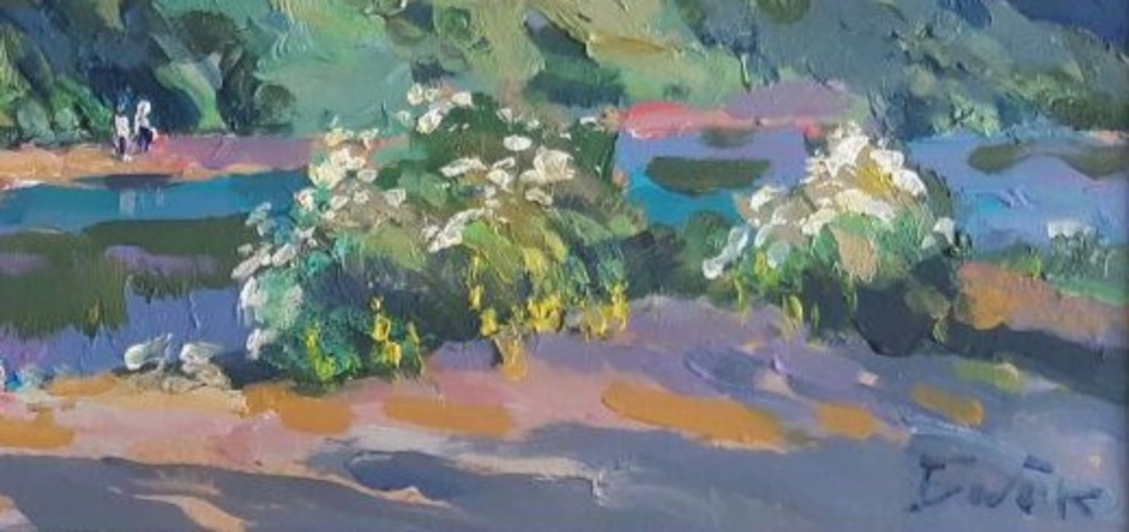 Acrylic painting On the river Bystrytsia Vyacheslav Petrovich Babac - 4
