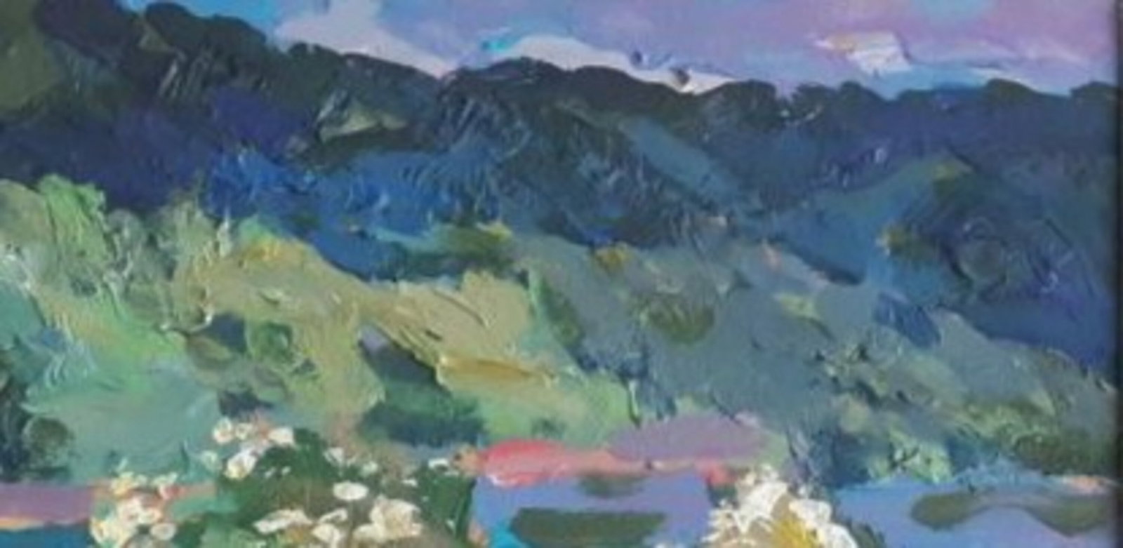 Acrylic painting On the river Bystrytsia Vyacheslav Petrovich Babac - 5