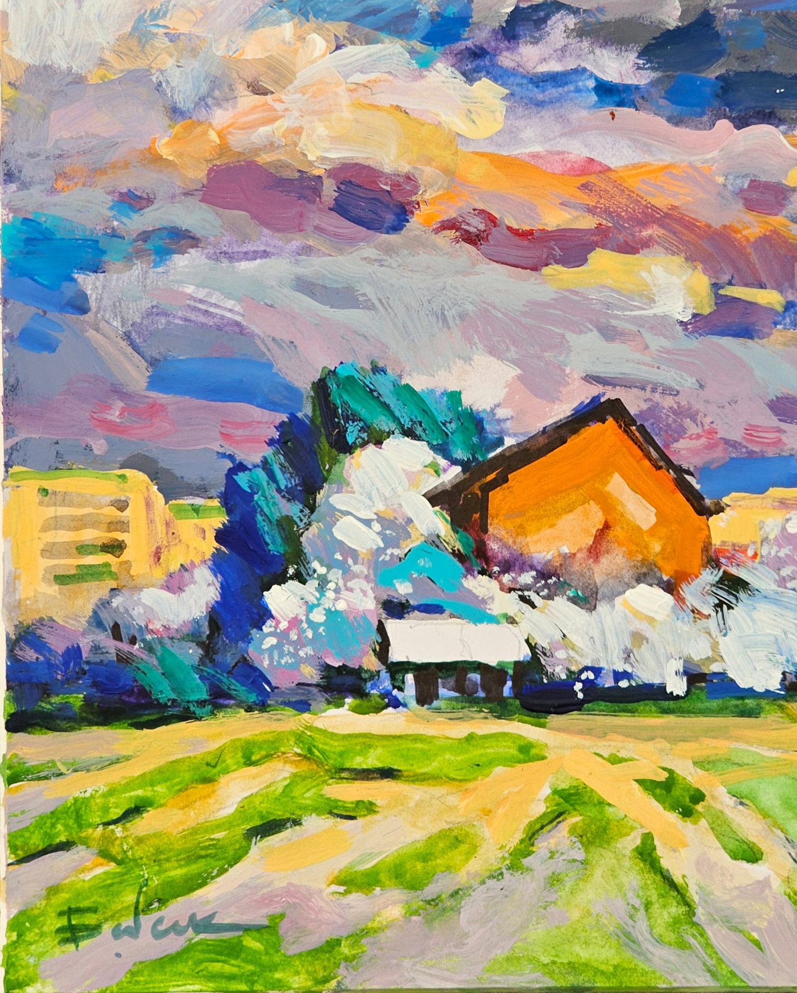 Oil painting cloudy landscape Vyacheslav Petrovich Babac - 5