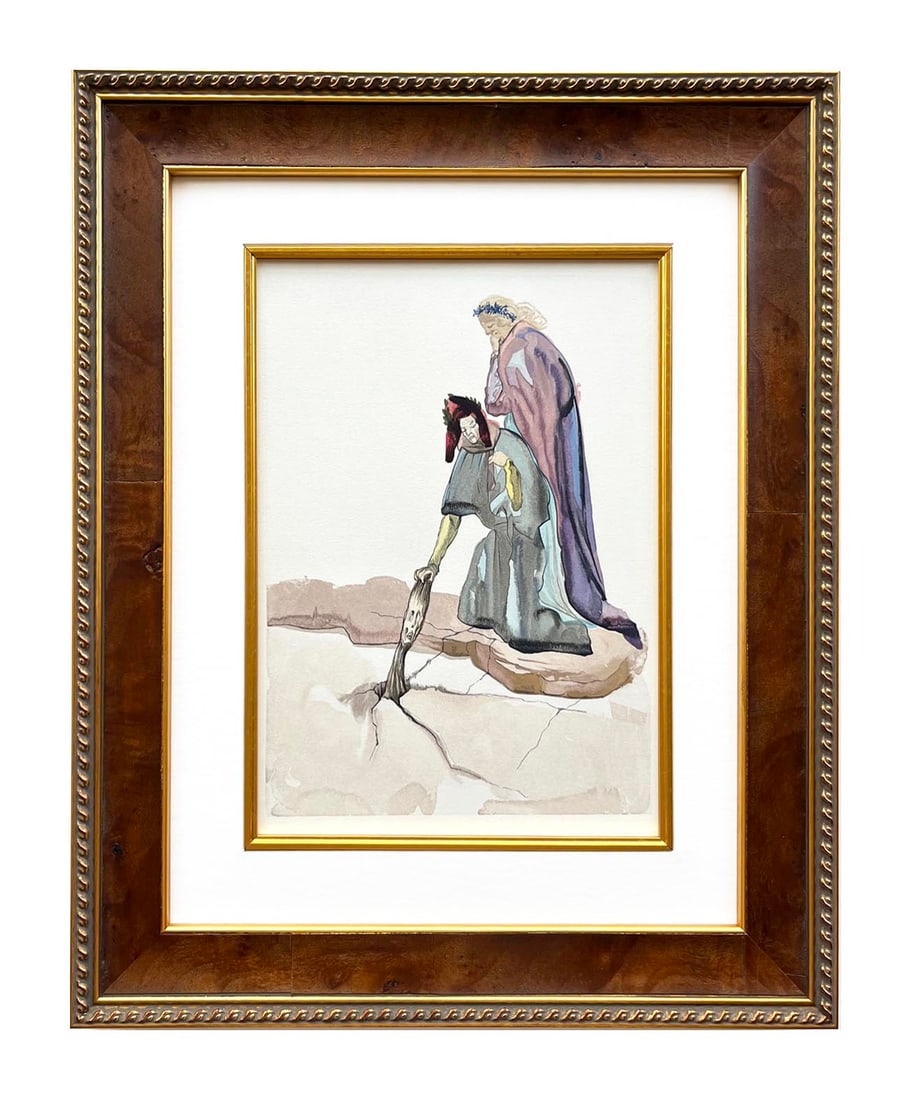Salvador Dali Hell 32 Treacherous to their homeland framed: Artist: Salvador Dali Country: Spain Title:Hell 32 Treacherous to their homeland Medium: Original Woodcut Marks: Not signed, not numbered paper Size: BFK Rives paper 13.40 x 9.80 inches Printed: 1960