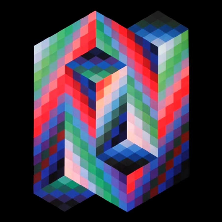 Victor Vasarely Progression 2-7 Optic Art: Artist: Victor Vasarely Country: Hungary / France Title: Progression 2-7 Medium: Colour gelatin print / offset on paper, Marks: Not signed, not numbered Paper size: 16 x 16 inch Published by Edition d
