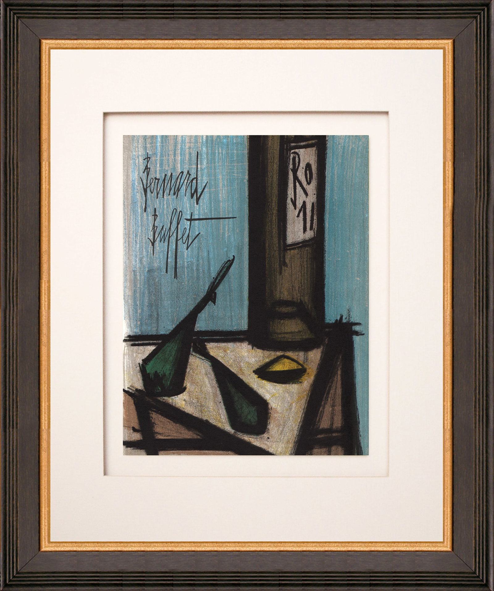 Bernard Buffet Original Lithograph Still Life With Bottle 1967 framed (1 of 1)