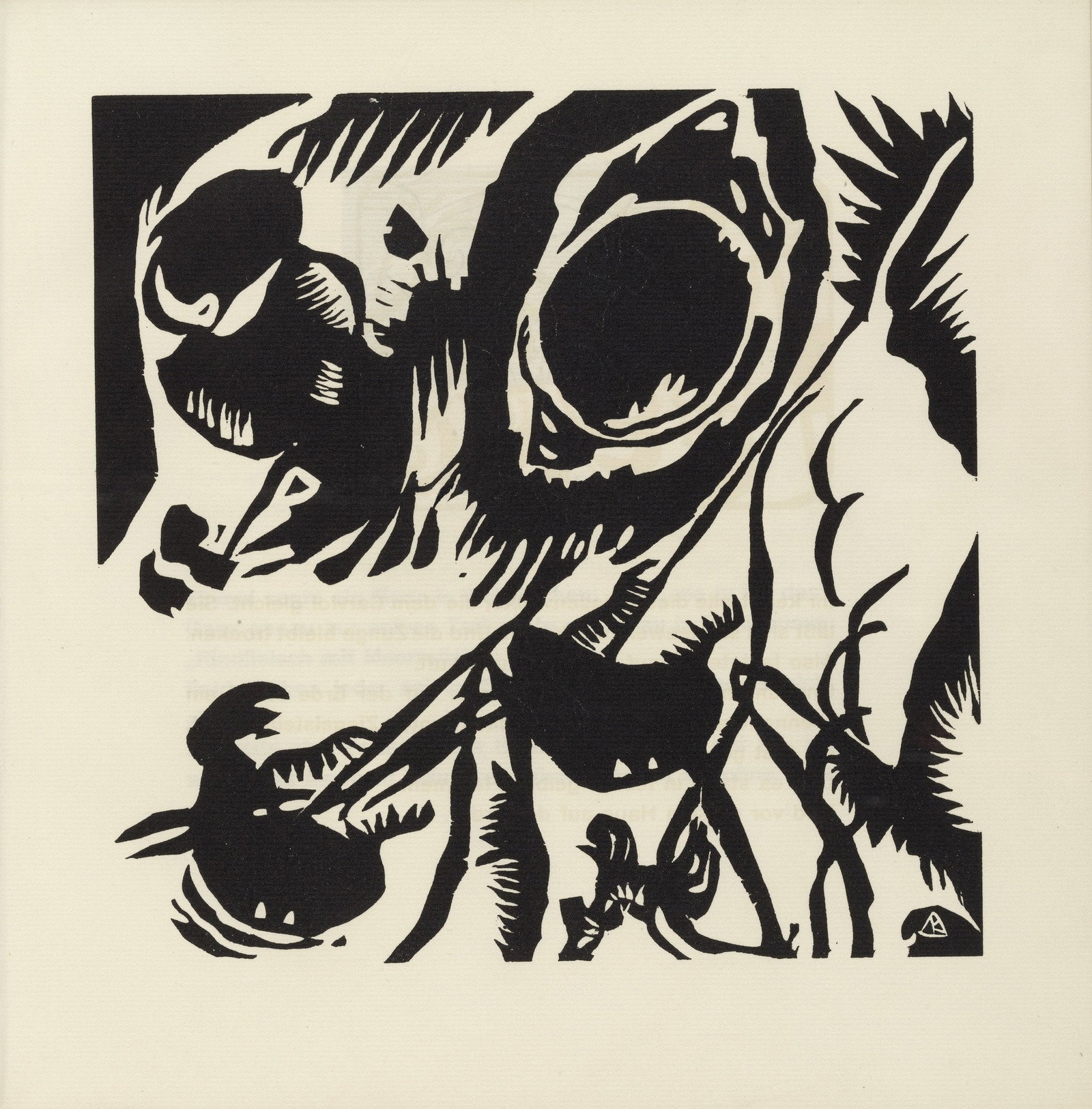 Wassily Kandinsky Original Woodcut 1938 for XXe Siele: Title: Untitled No. 2 Artist: Wassily Kandinsky Country: Russia Medium: Original woodcut Marks: Not signed, not numbered Paper: Vellum 12.50 x 9.50 inch Printed: 1938 in France Provenance: XXe s