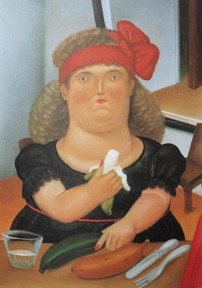 Fernando Botero 16 Colombiana Eating Bananas 1983: Title: Colombiana