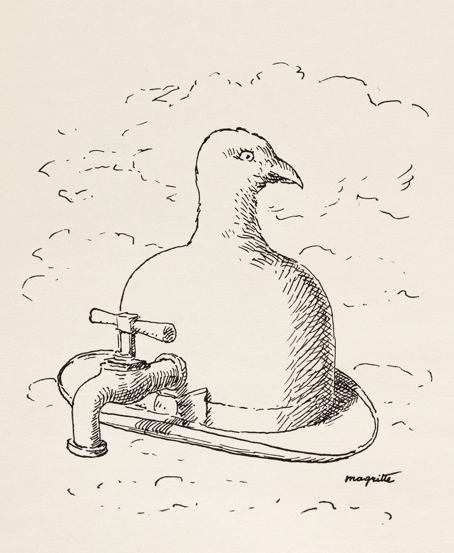 1958 Rene' Magritte Defense de Pleurer Lithograph 2 Signed Ltd Edition (1 of 1)