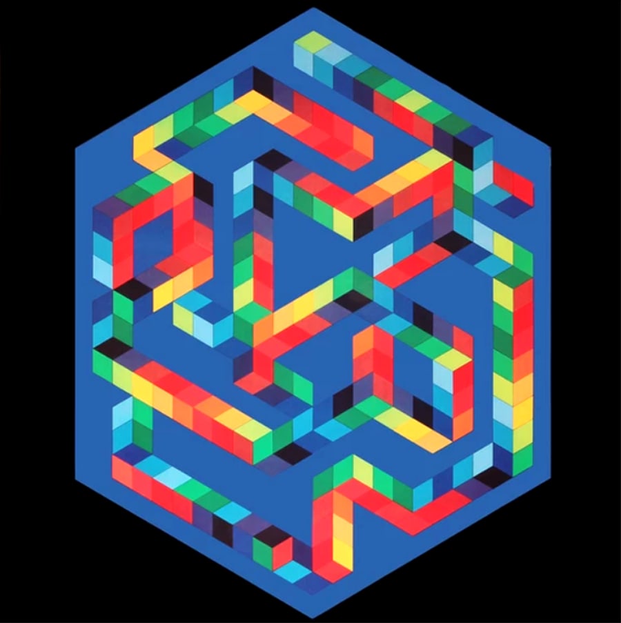 Victor Vasarely Progression 1-6 Optic Art: Artist: Victor Vasarely Country: Hungary / France Title: Progression 1-6 Medium: Colour gelatin print / offset on paper, Marks: Not signed, not numbered Paper size: 16 x 16 inch Published: 1971 by Edi
