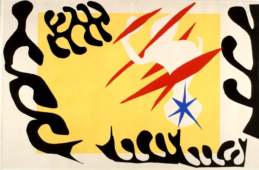 1983 Matisse Lithograph 4 jazz Nightmare of white Elephant: Artist: Henri Matisse Country: France Title: The Nightmare of the white Elephant Medium: Lithograph Paper size: 15 x 22.5 inch, Folded as published Printed: On Vellum paper Providence: Book Matisse