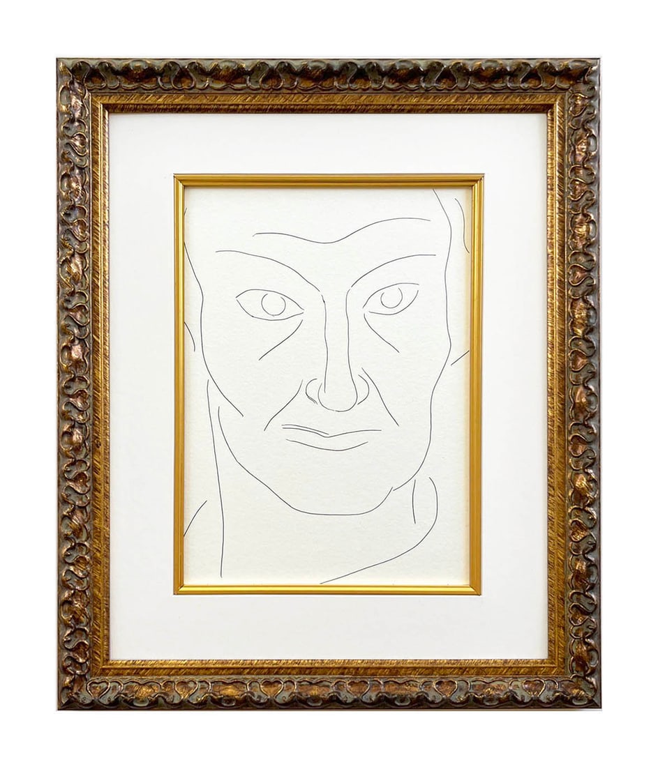 Henri Matisse 136 Portrait of Baudelaire framed: Artist: Henri Matisse (after) Country: France Title: Portrait of Baudelaire Medium: Facsimile 136 Marks: Not signed, not numbered Paper Size: 11 x 8.50 inches Printed: Circa 1970s in Italy
