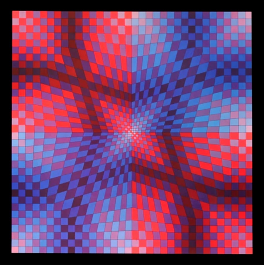 Victor Vasarely Progression 2-2 Optic Art: Artist: Victor Vasarely Country: Hungary / France Title: Progression 2-2 Medium: Colour gelatin print / offset on paper, Marks: Not signed, not numbered Paper size: 16 x 16 inch Published by Edition d