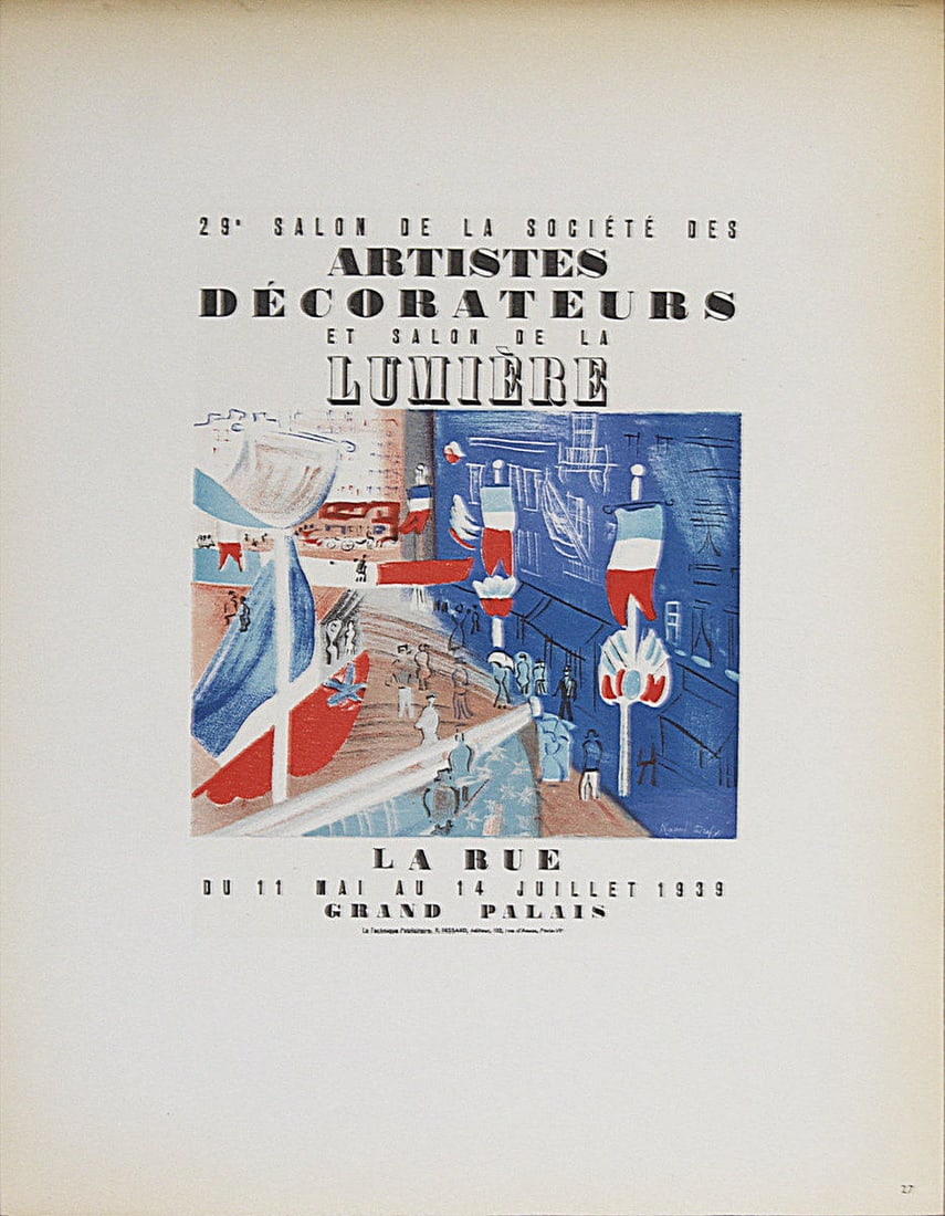 Dufy Lithograph 27 Salon des artistes Art in posters: Title: Salon des artists decorateurs Artist: Raoul Dufy Country: France Medium: Lithograph Paper size: 12.5 X 9.5 inch Printed: 1959 by Mourlot Freres, France Provenance: Art in posters book 1959