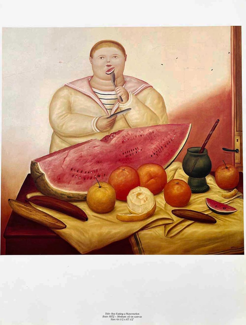 Fernando Botero 22 Boy Eating a Watermelon 1983: Title:? Boy Eating