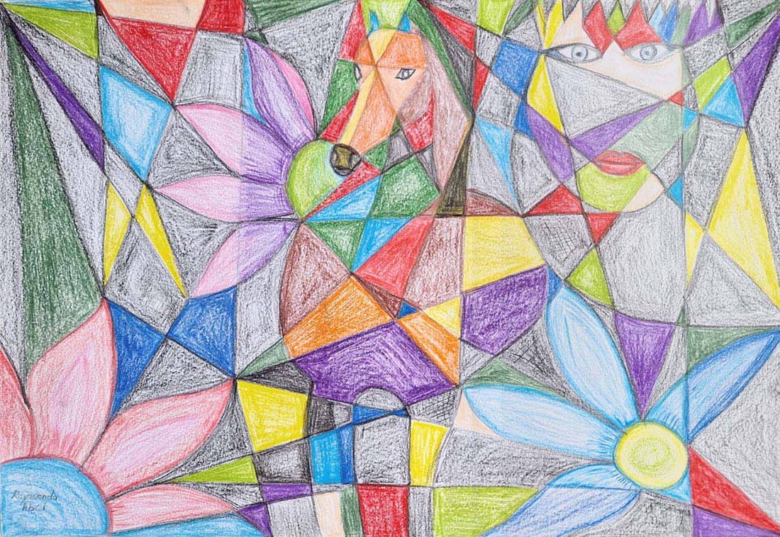 Raymonda Abci print horse in my garden: Title: Horse in my garden Artist: Raymonda Abci Country: Lebanon Medium: Giclee Marks: Limited edition of 50, numbered in pencil Paper size: 13x19 inches on watercolour paper Provenance: Printed by