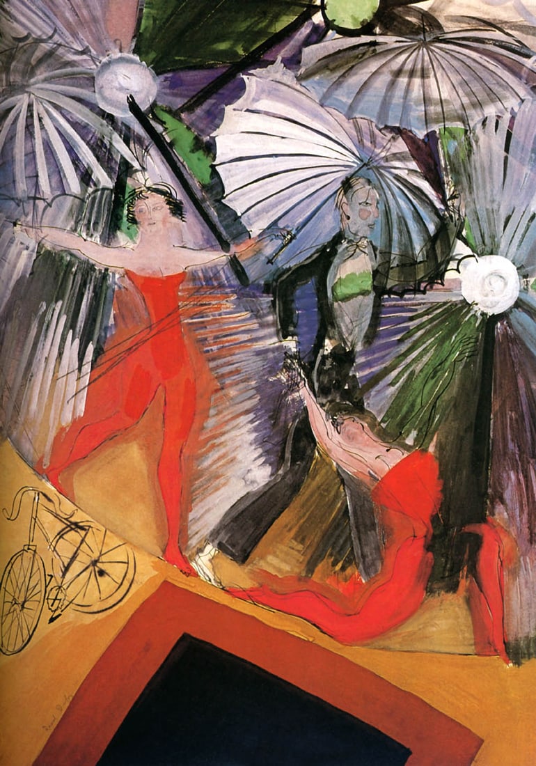 Raoul Dufy The Trapeze Artists Giclee Ltd Edition: Title:? The Trapeze Artists Artist: Raoul Dufy Country: France Medium: Giclee Marks: Not signed Numbered Ltd Edition 250 Paper size: Watercolor paper 19 x 13 inch Publisher: Fine Art Museum Cond