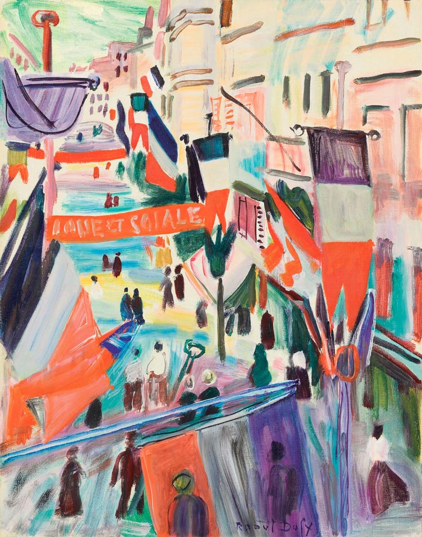 Raoul Dufy 14 Juillet au Havre Giclee Ltd Edition: Title: 14 Juillet au Havre Artist: Raoul Dufy Country: France Medium: Giclee Marks: Numbered Ltd Edition Paper size: Watercolor paper 19 x 13 inch Publisher: Fine Art Museum Condition: Fine - Pr